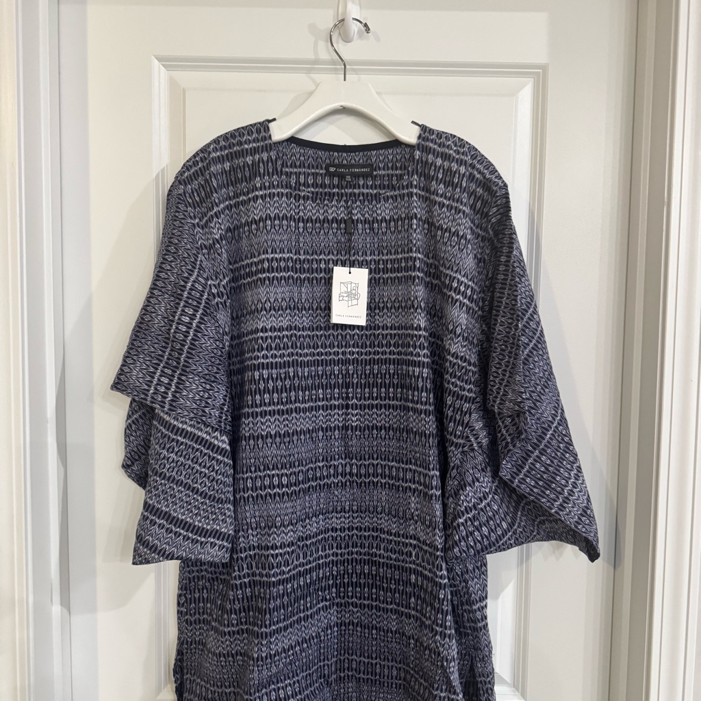 Carla Fernandez Tunic Shawl Poncho Tunica Rebozo Pullover Cover Up Blue Indigo — image 7 of 8